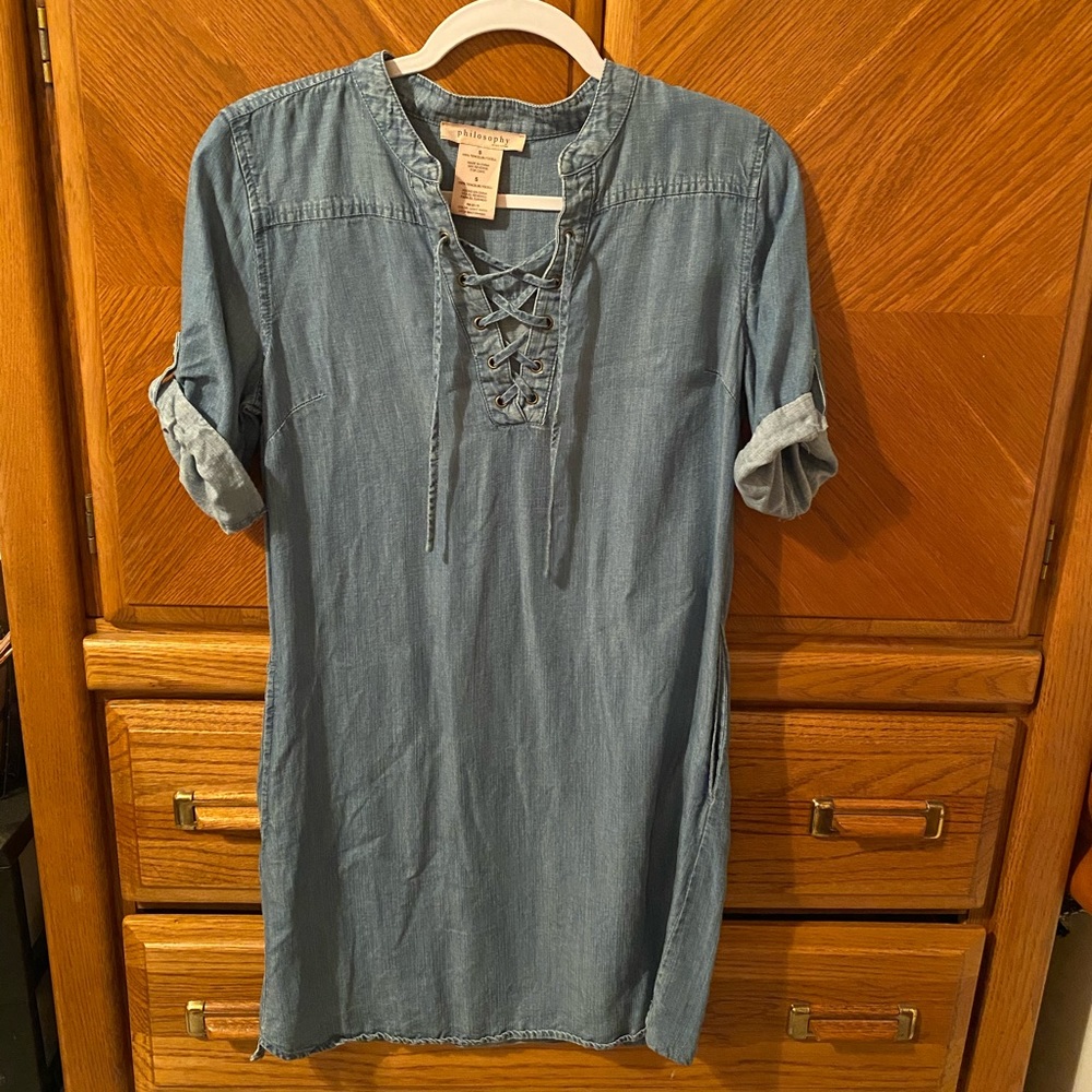 Denim Lace Up Dress